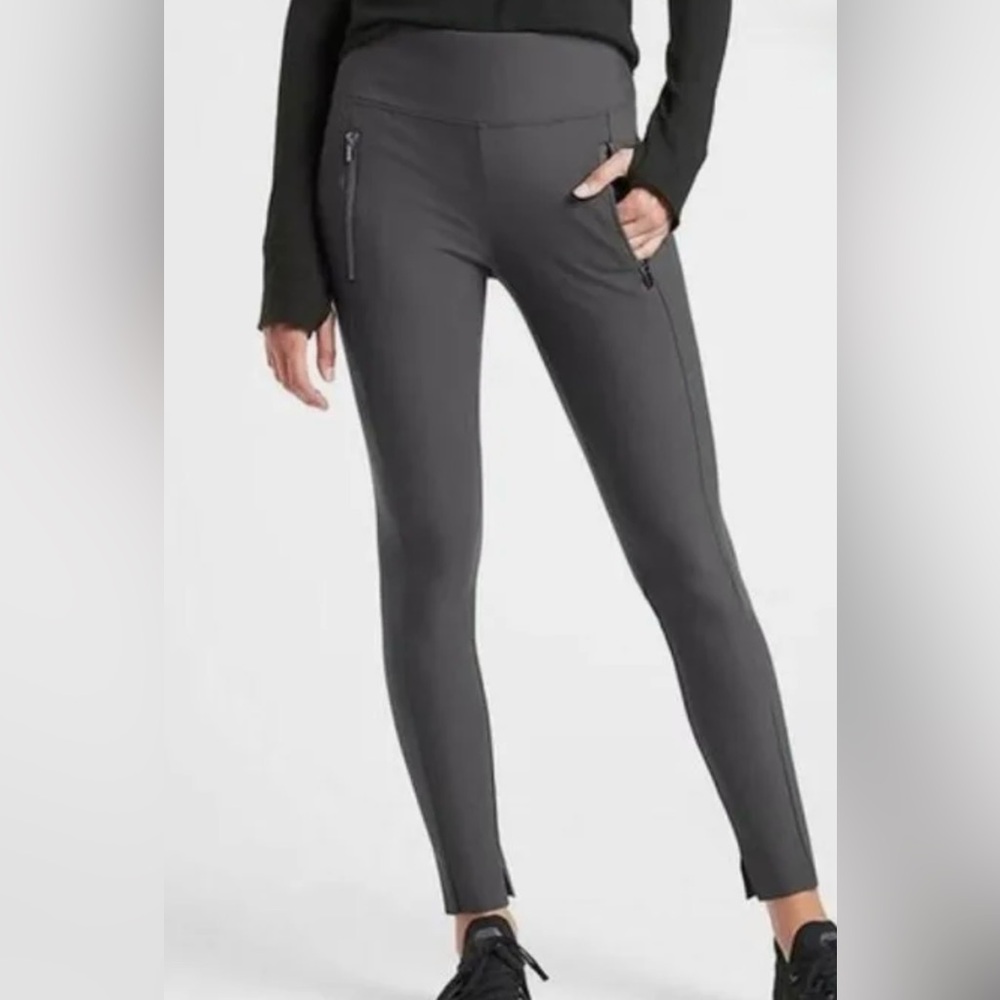 Women’s XS ATHLETA Stellar Tight Pants Gray Excellent Condition Slim Fit Zip